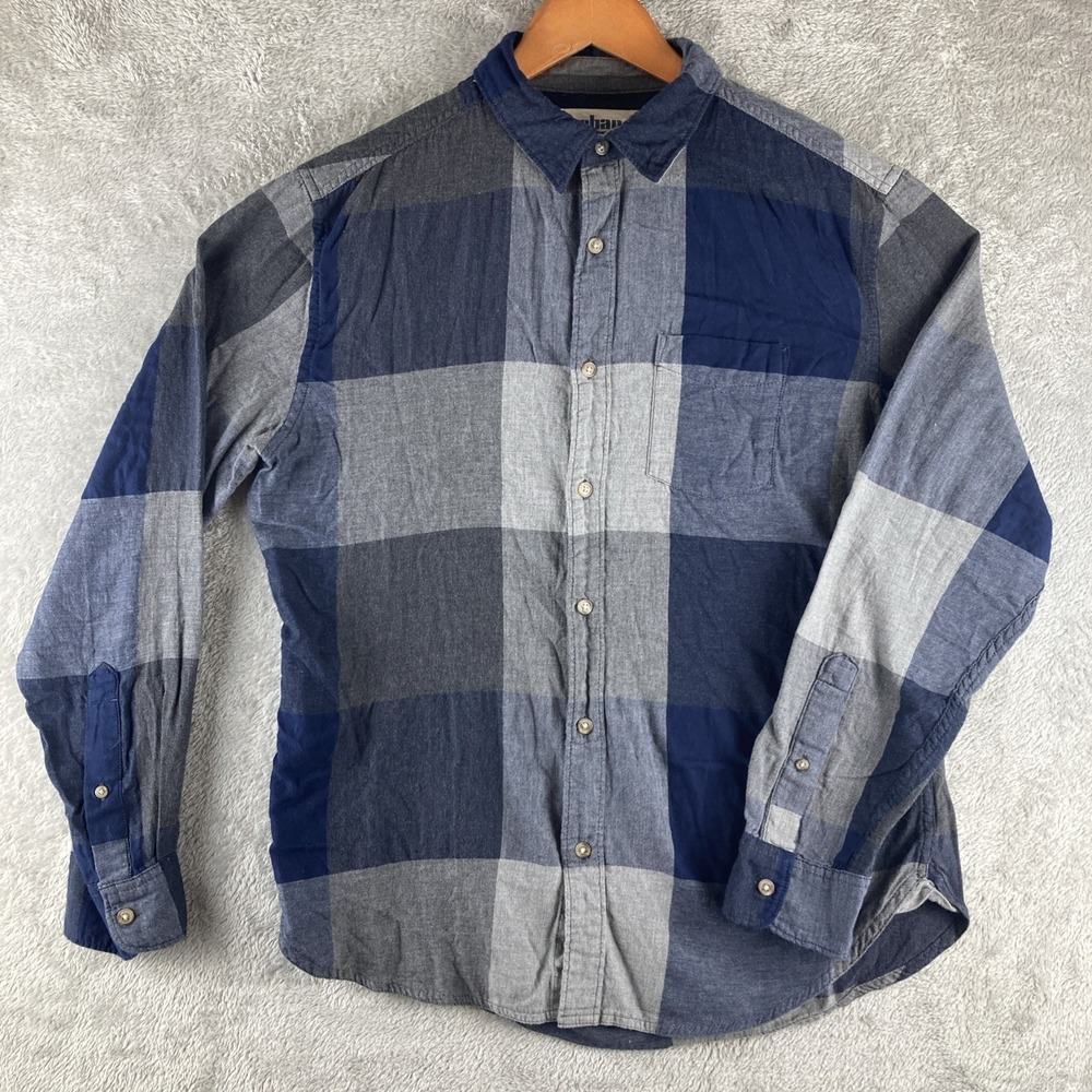 Urban Pipeline Shirt Mens Medium Blue Gray Check Flannel Button Down